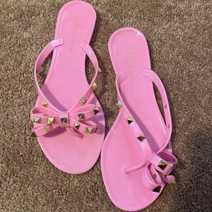Like new Miss Lola pink studded flip flops- worn once